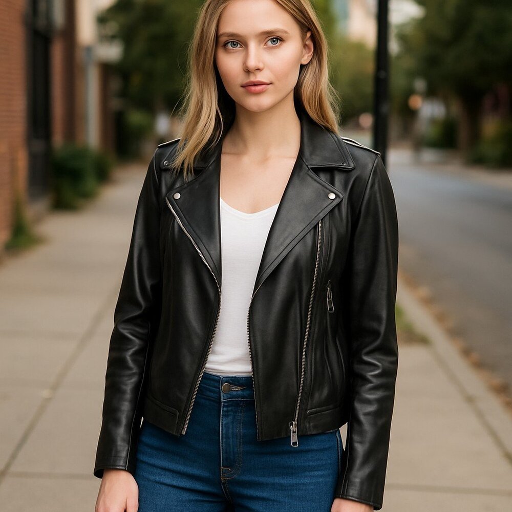 NWT Kut From The Kloth- Maeve Faux Leather Moto Jacket Black